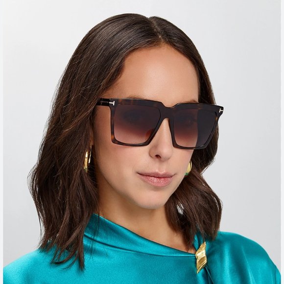 Tom Ford Sabrina-02 FT764 58-16 140 Square DARK HAVANA Polarized Sunglasses main image 10
